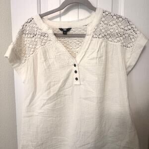 Frye Cream Lace Accent Blouse